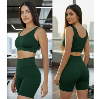 Conjunto Academia Feminino Suplex Top e Short Fitness Zero Transparência em Oferta na Shopee