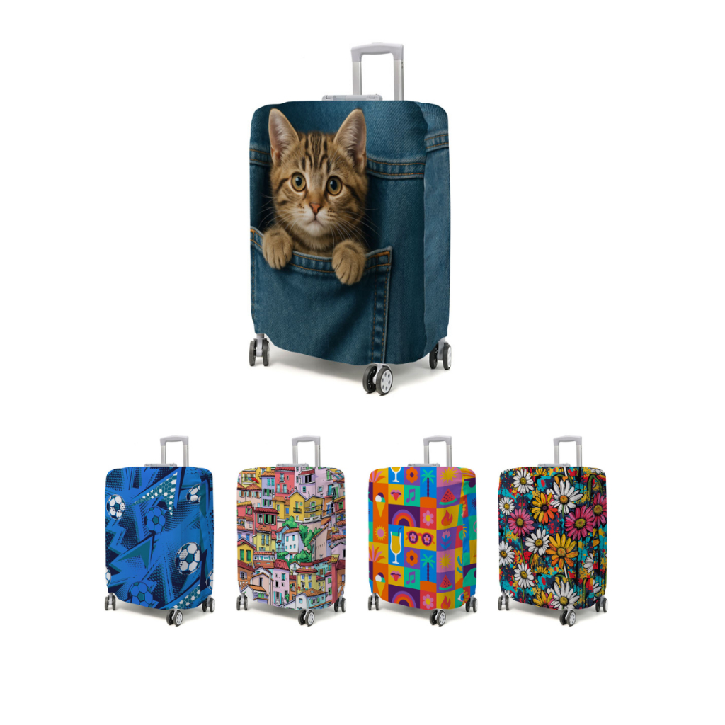 Capa Decorativa Para Mala De Bordo Viagem Sublimada Diversos Modelos Tamanho P