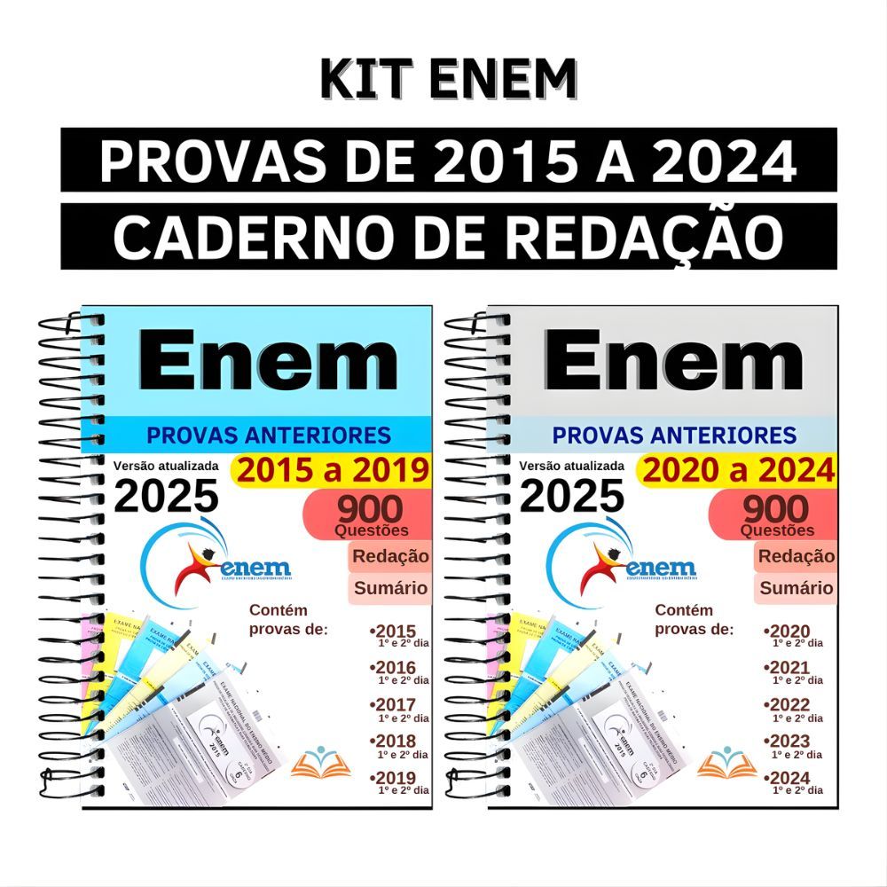 Apostila ENEM 2026 – Kit com 10 Anos de Provas Anteriores + Redação + Gabaritos Oficiais em Oferta na Shopee