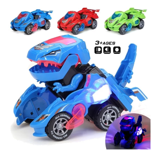 Carro Transforma Vira Robô Dinossauro Dino T-rex Bate Volta Som Luz Carrinho de Brinquedo Musical em Oferta na Shopee