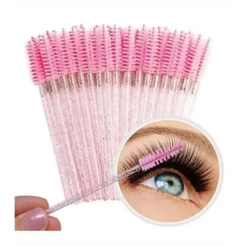 500 Escovinha para sobrancelhas e cilios glitter rosa ou preta profissional