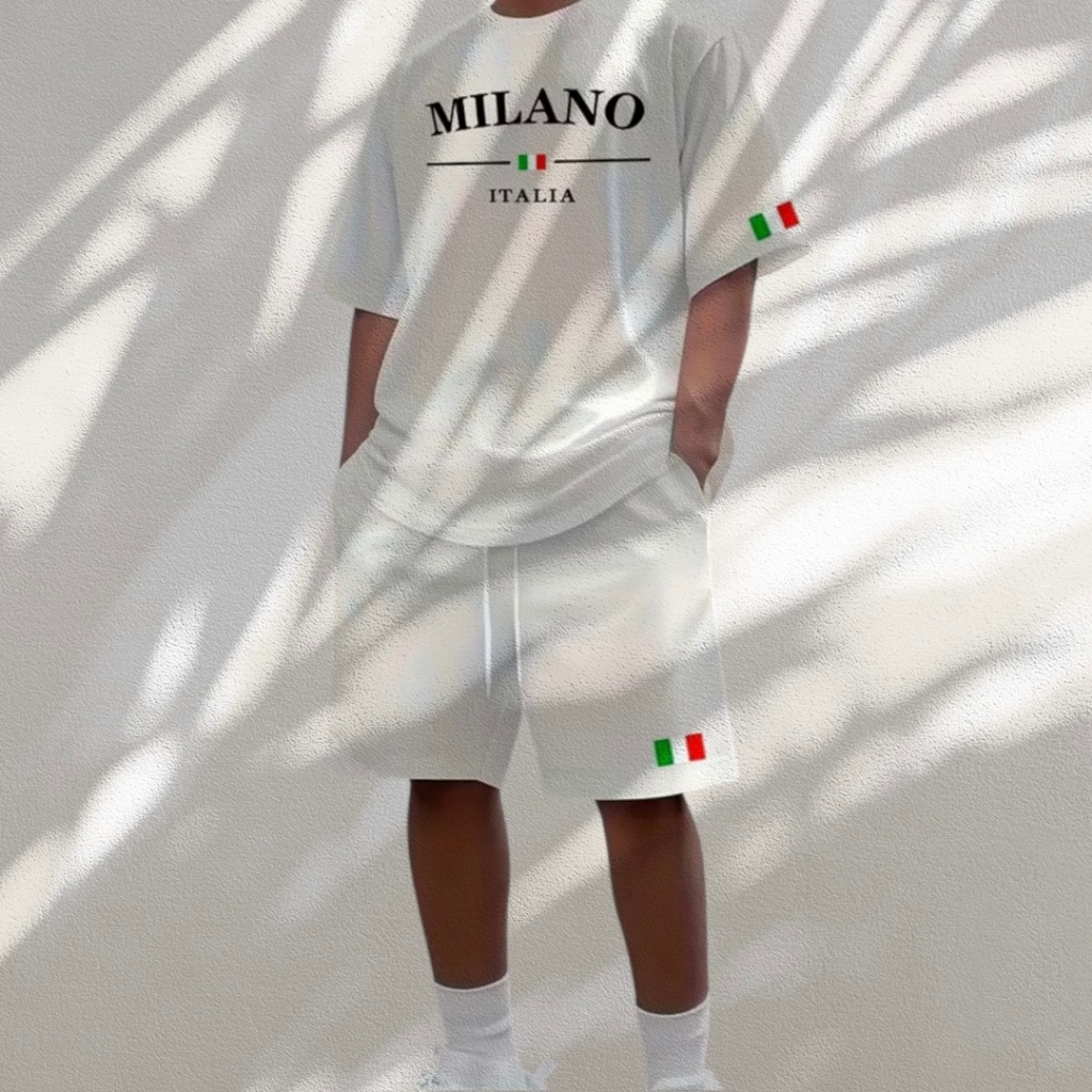 Camiseta + Short Bermuda Mole Milano Italia Italy City T-Shirt Camisa em Oferta na Shopee