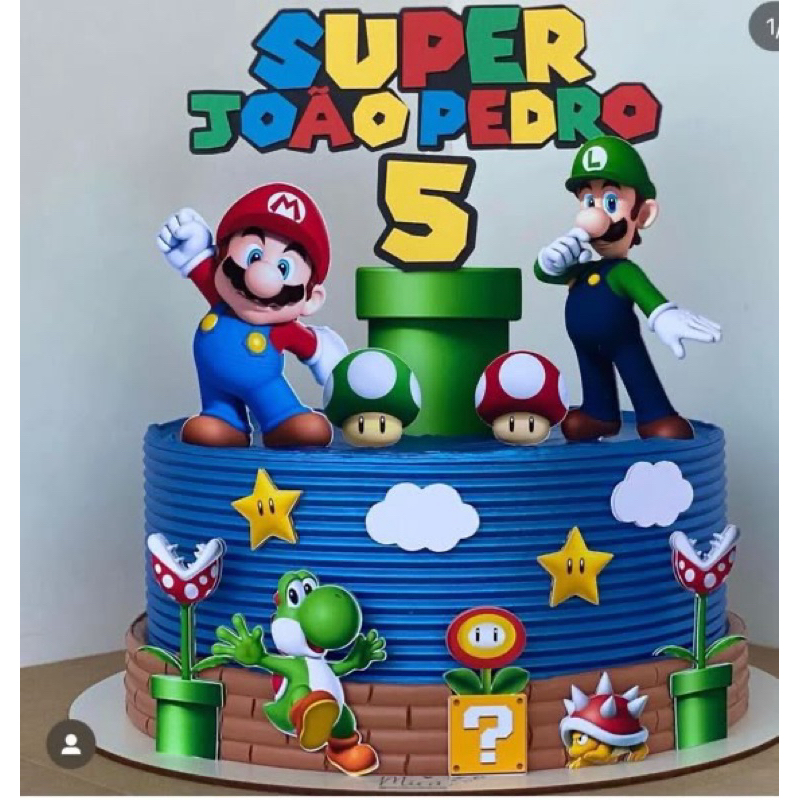 topo topper de bolo super mario em Oferta na Shopee