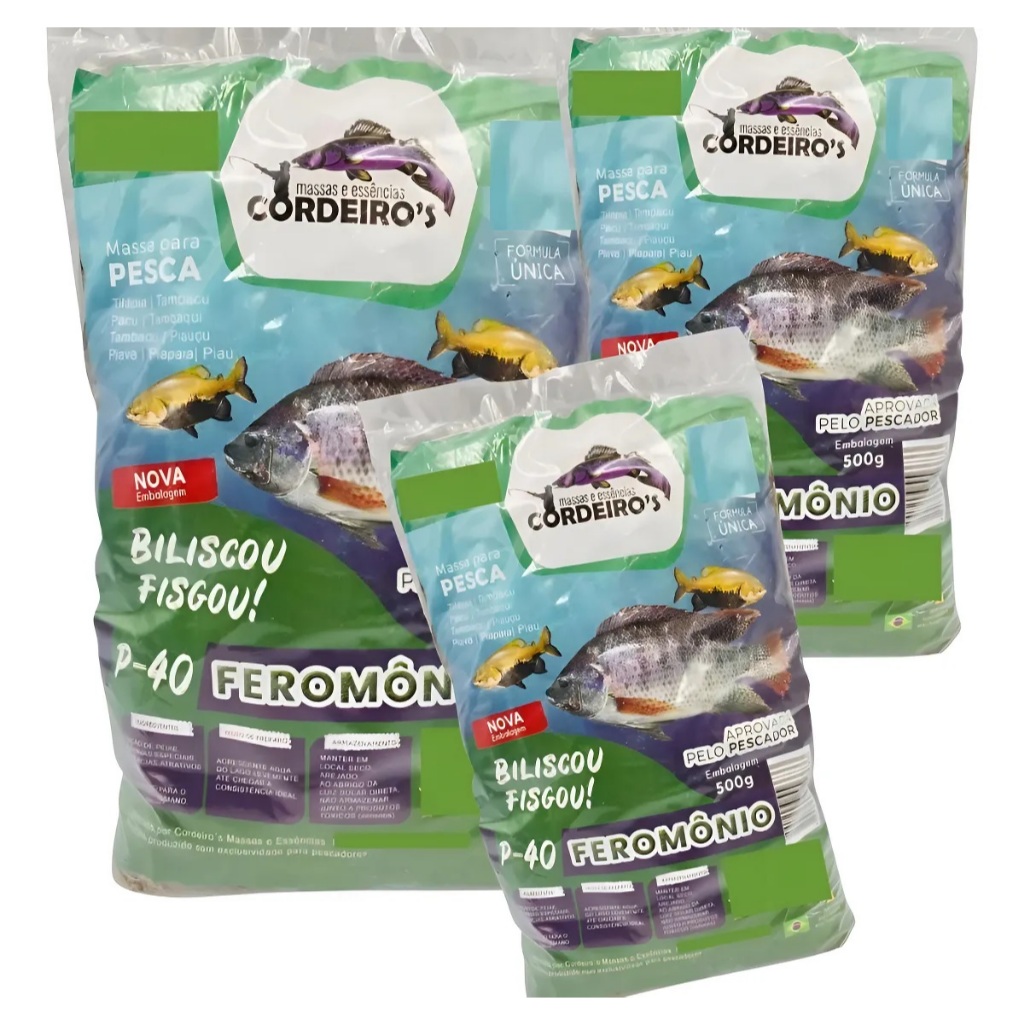 KIT C/3 MASSA DE PESCA CORDEIRO`S P40 FEROMONIO 500G em Oferta na Shopee