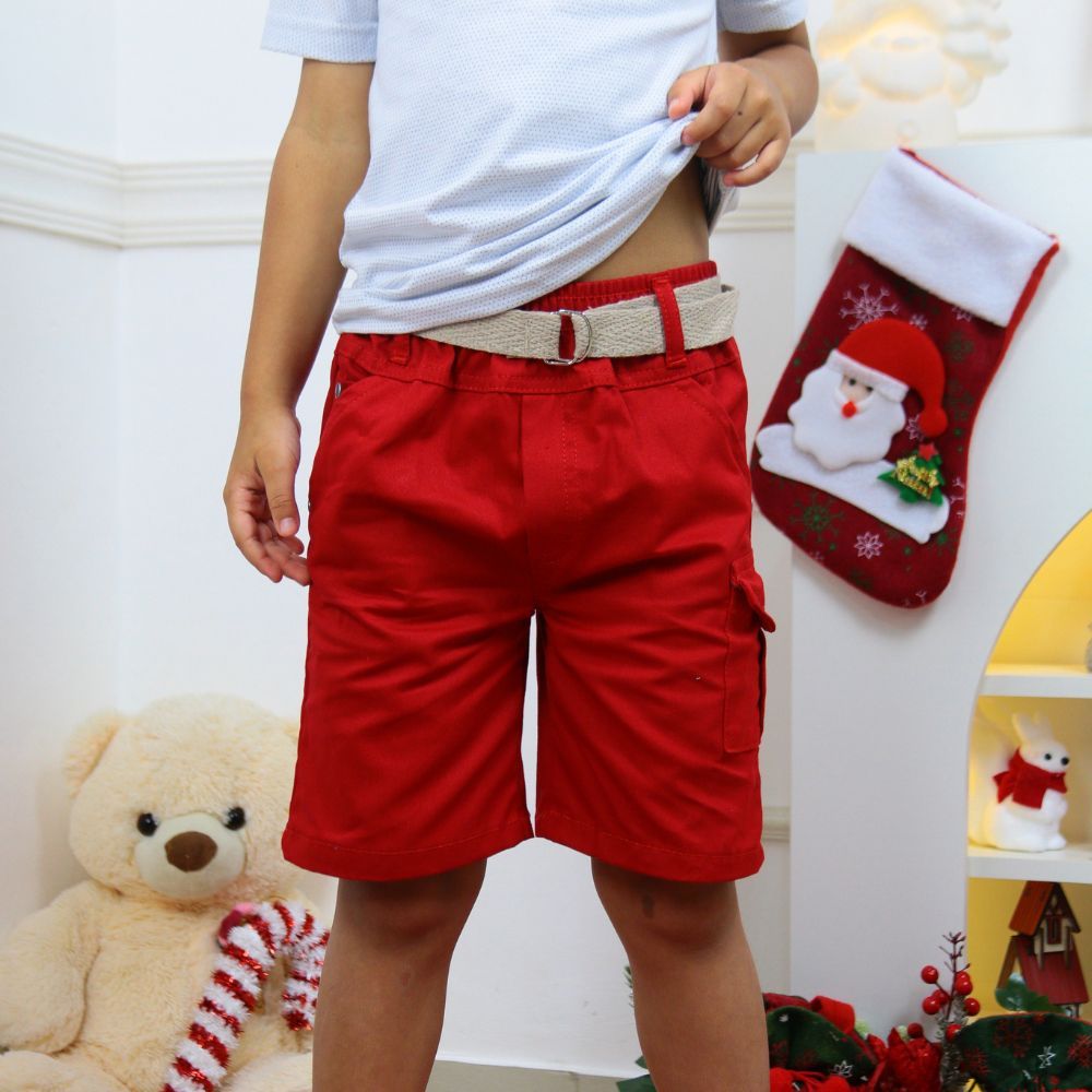 Short  Infantil Masculino Vermelho(1ao8)