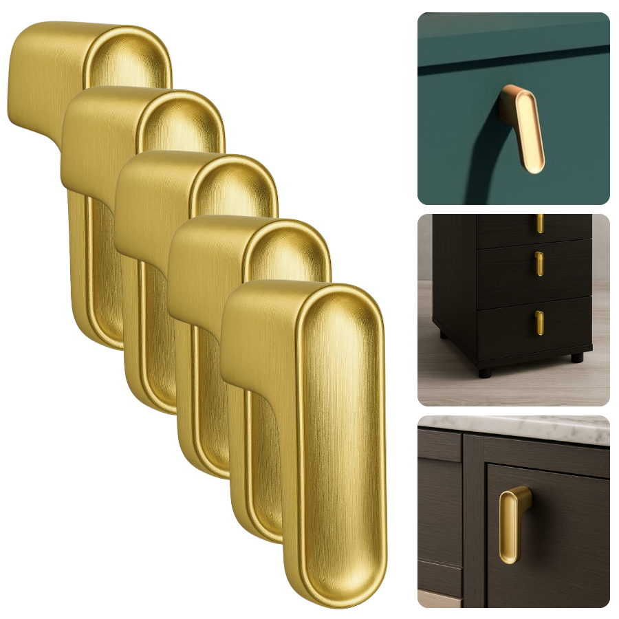 Kit Puxador Dourado Escovado Móveis Planejados Gaveteiro Armários Moderno Elegante