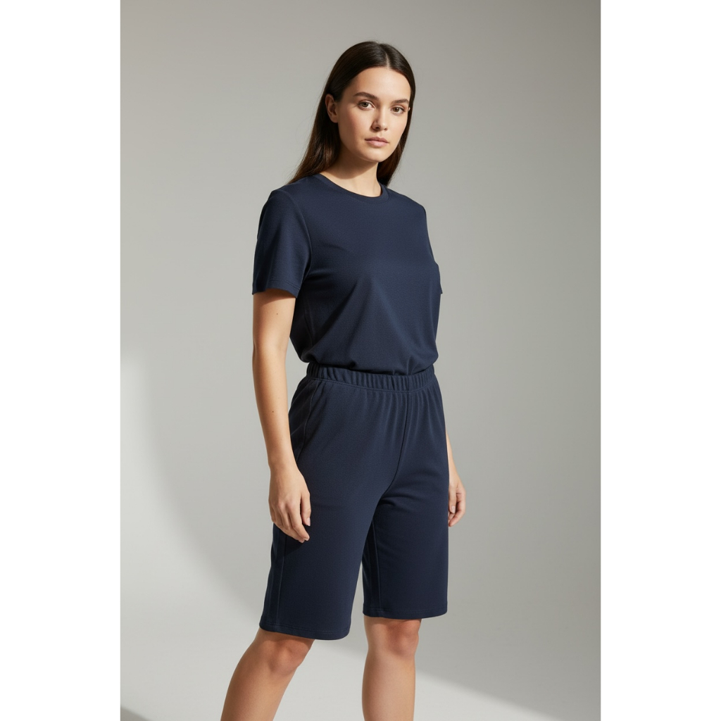 BERMUDA GORGURINHO GORGURÂO CANELADO PERNA LARGA RETA SENHORA DIA A DIA COS ELASTICO ALTO em Oferta na Shopee