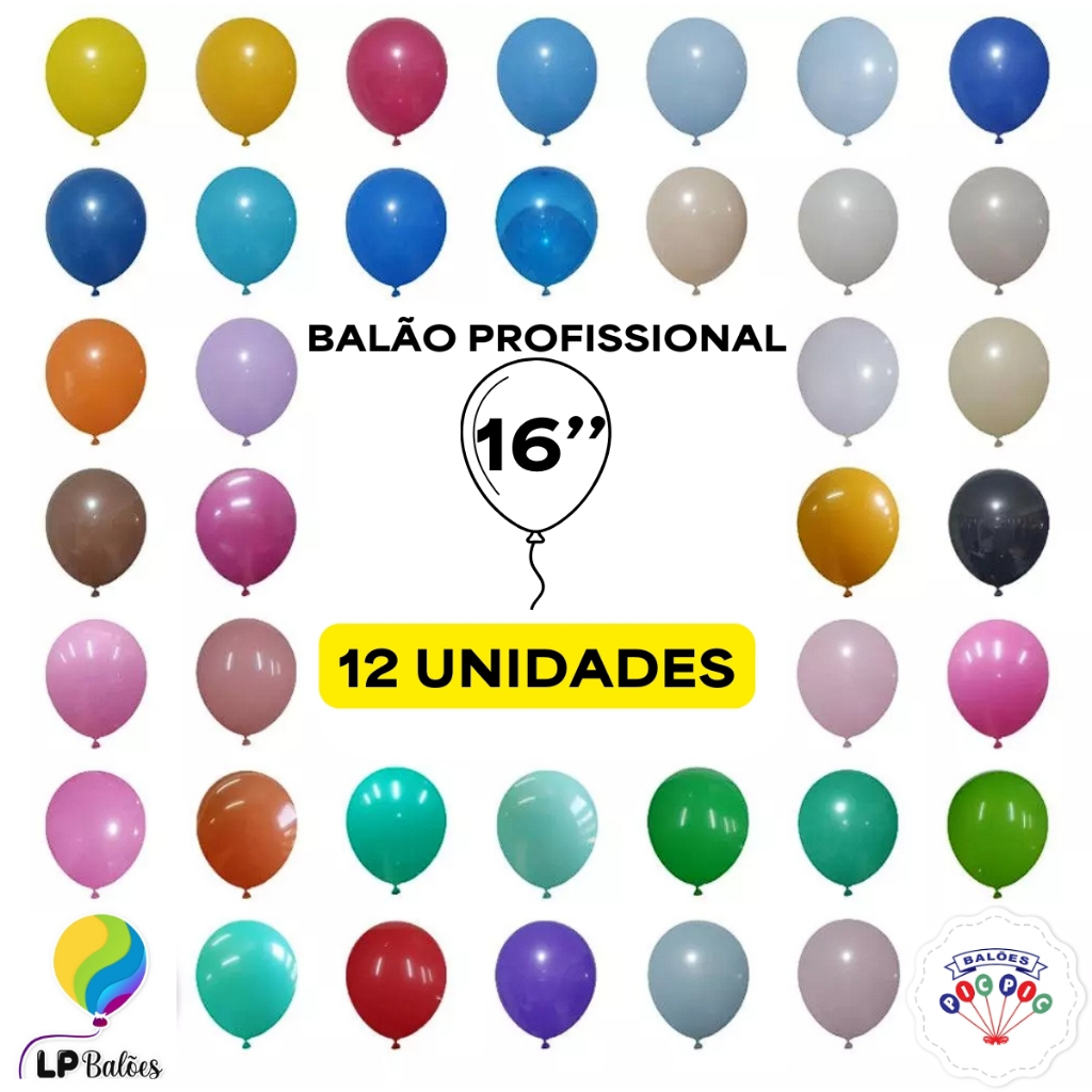 Balão Bexiga Festa 16 Polegadas 12 Unidades PIC PIC Coloridos Aniversário Casamento Eventos Látex em Oferta na Shopee