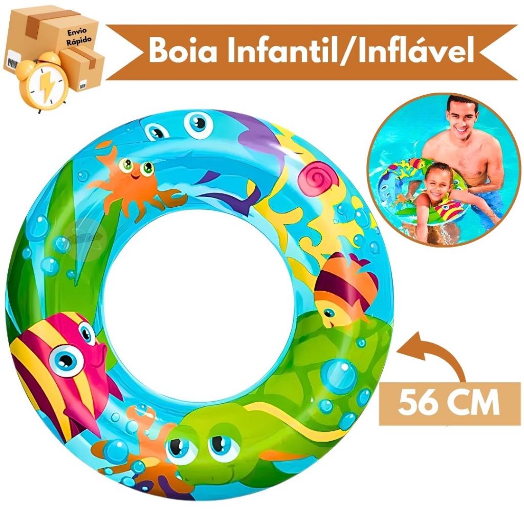 Boia Redonda Inflável Para Criança 56cm Piscina Diversão Lazer