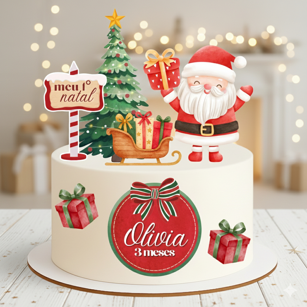 ENVIO RÁPIDO - Topo de bolo natalino, topo de bolo feliz natal papai noel bolo, árvore de natal bolo
