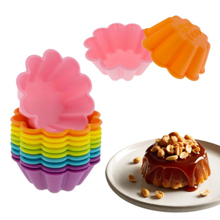 Forminha de Silicone Flor Bolo Muffin Cupcake kit 6 12 forma Pudim Molde Silicone Flores Coloridas em Oferta na Shopee