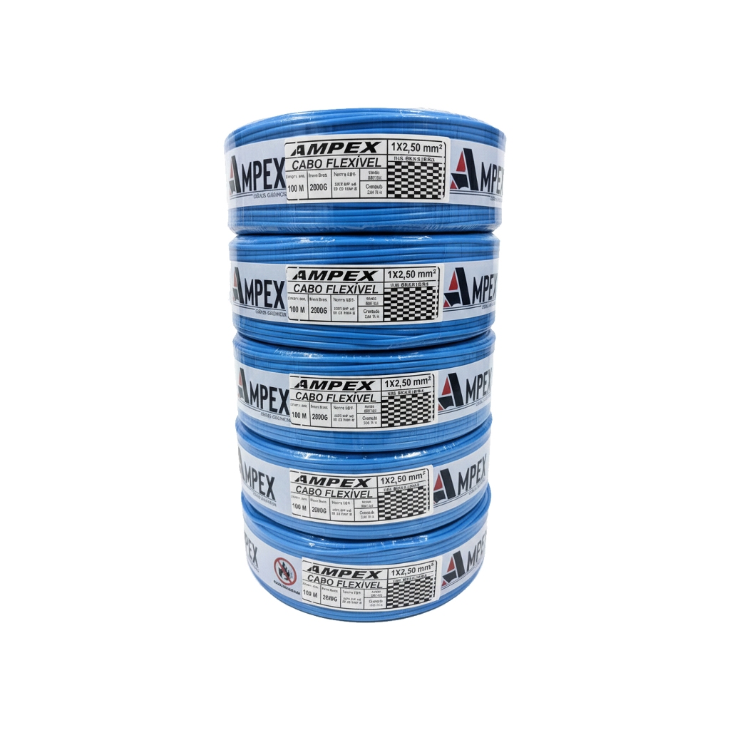 Fio Elétrico Cabo Flexível 2,5mm Rolo de 100m – Certificado INMETRO | Anti-chamas | Ampex · foto 2