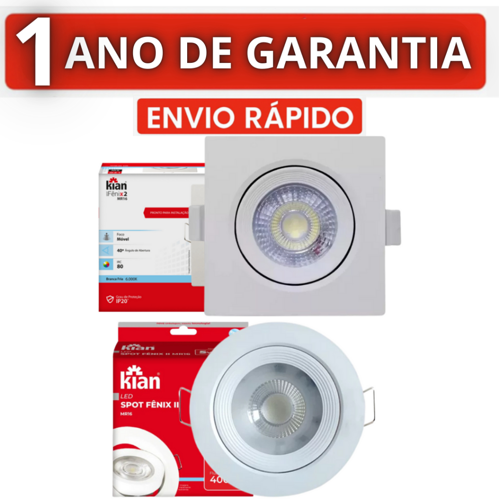 Kit 5, 10 Spot Led 5W Branco Frio 6500k/ Branco Morno 3000k Direcionável Quadrado/Redondo De Embutir em Oferta na Shopee