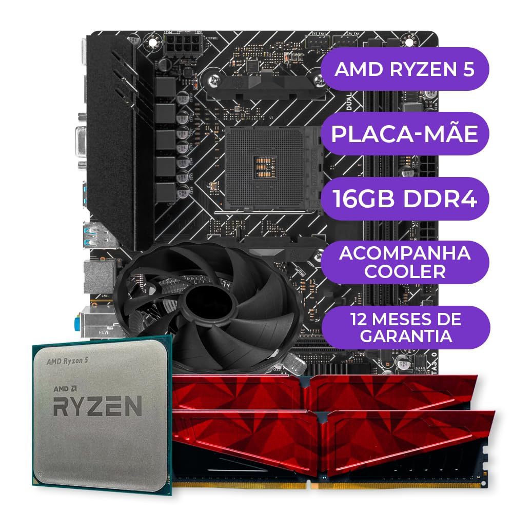 Kit Upgrade Gamer, AMD Ryzen 5 3400G + Placa Mãe +16GB DDR4 em Oferta na Shopee