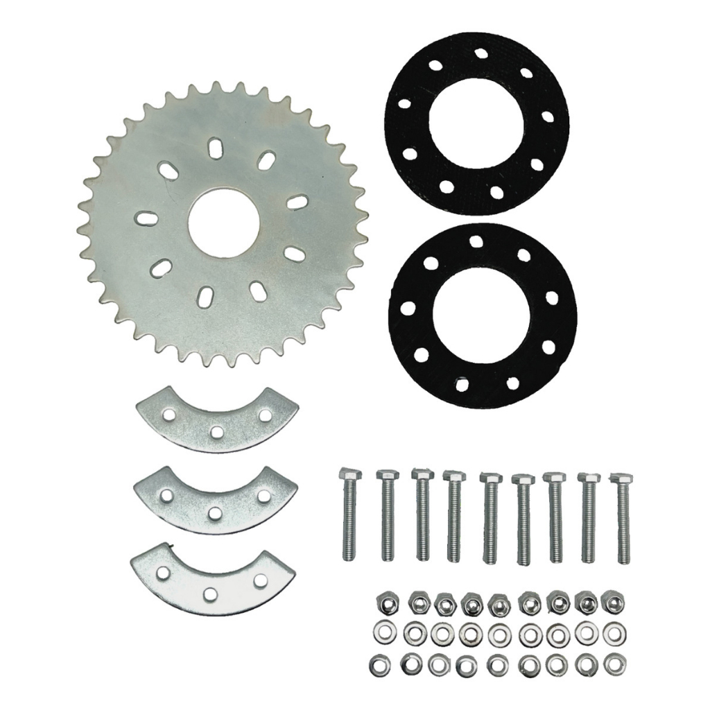 Coroa 44 Dentes + Kit Fixação Motor Bicicleta Motorizada Moskito