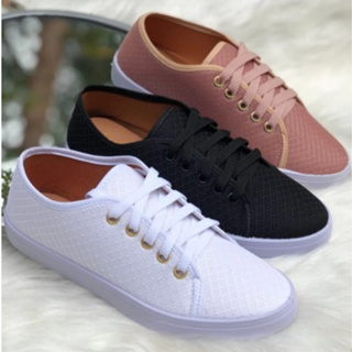 Tênis Básico Casual Branco tipo Moleca em Oferta na Shopee