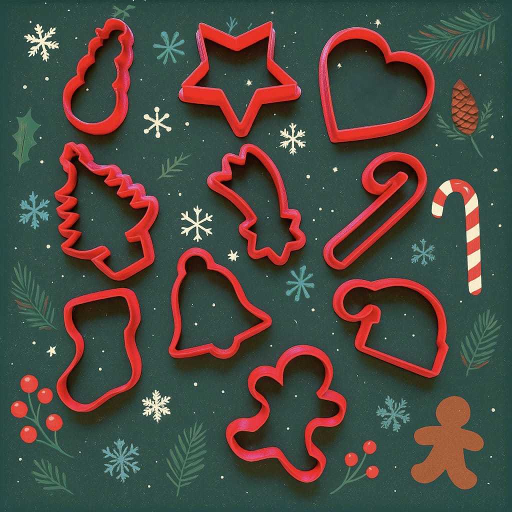 Kit de 10 Cortadores Natalinos  Reforçado – 10 Peças | 6,5cm a 8cm - Modelos para Biscoitos, Massas bolacha feliz Natal