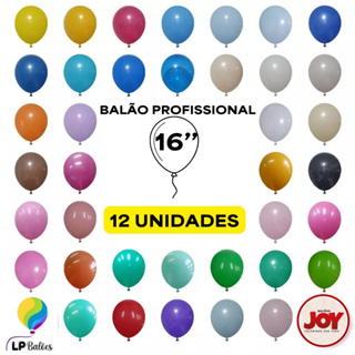 Balão Bexiga Festa 16 Polegadas 12 Unidades JOY Coloridos Aniversário Eventos Látex em Oferta na Shopee