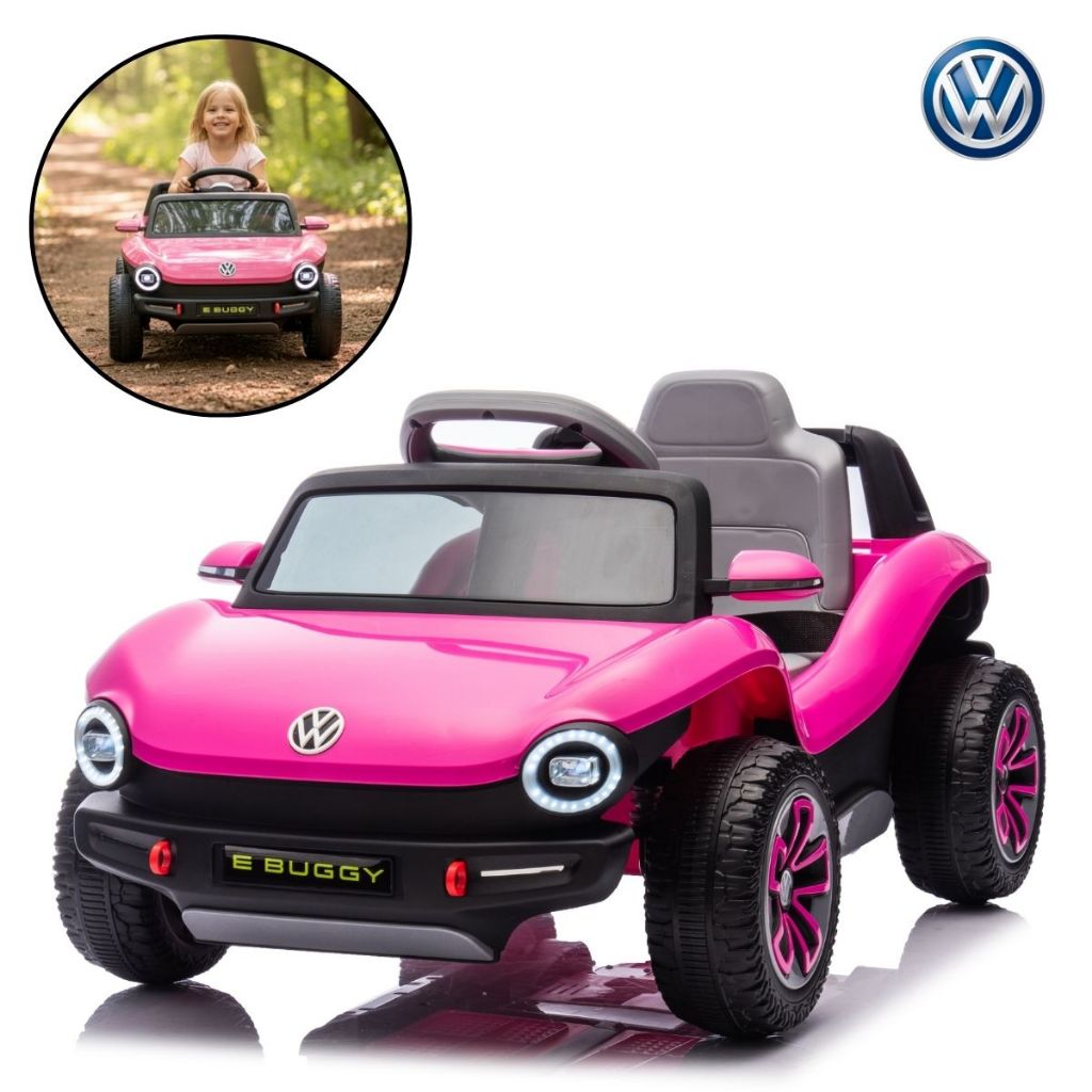 Mini Carro Elétrico 12V Volkswagen Buggy Rosa – Perfeito para Passeios e Brincadeiras