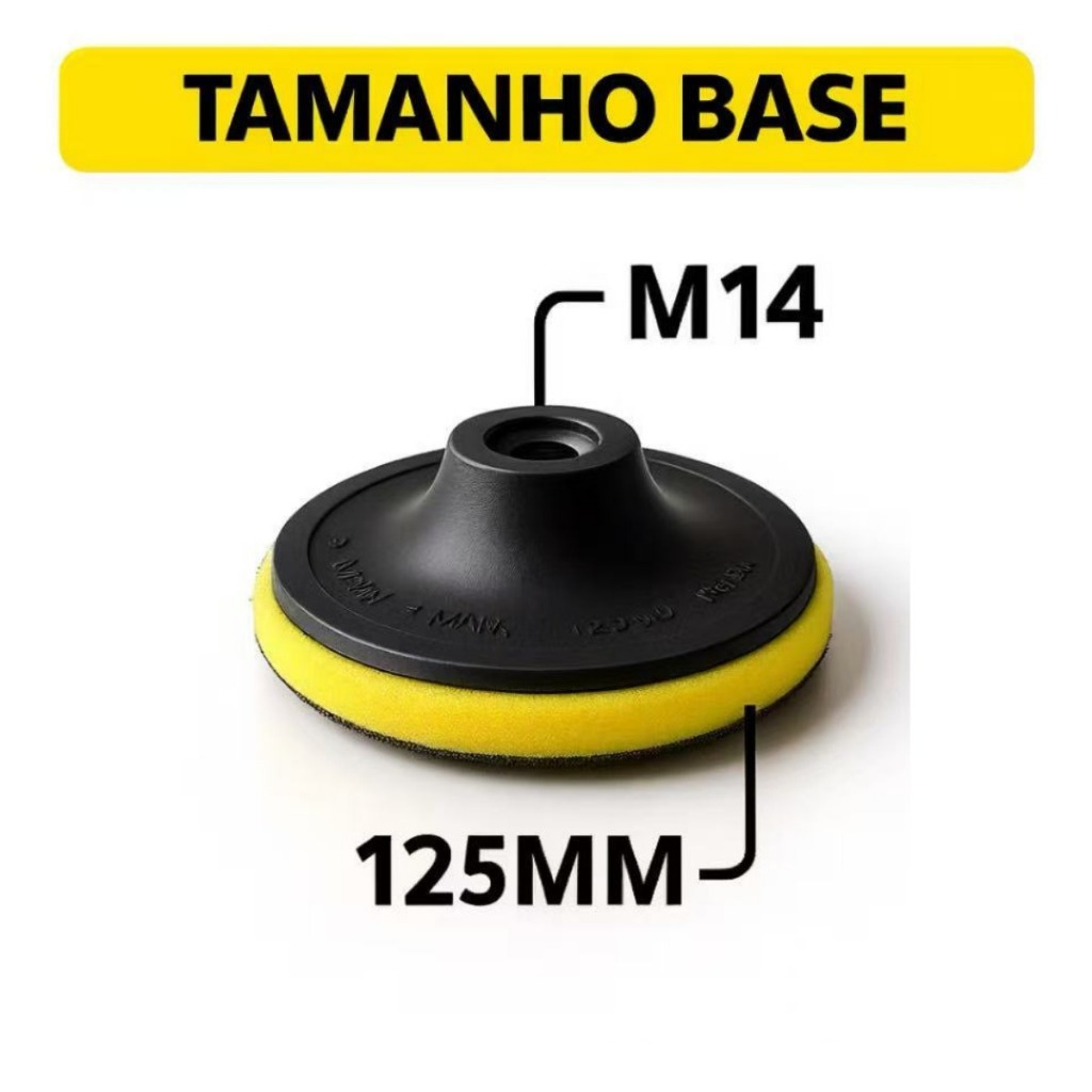Kit Base Suporte Disco 125mm + Lixas Sem Furos Com Velcro 5" Furadeira Esmerilhadeira OMEGA