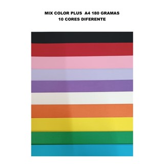MIX Papel  Color Plus A4 180 Grama Com ****10 Cores Diferentes**** com Massa Colorida em Oferta na Shopee