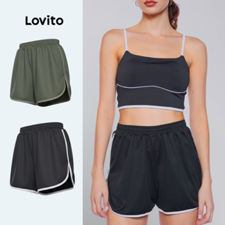 Lovito Shorts Curto Preto e Branco Academia Esportivo Feminino LB1280BRL1310 em Oferta na Shopee