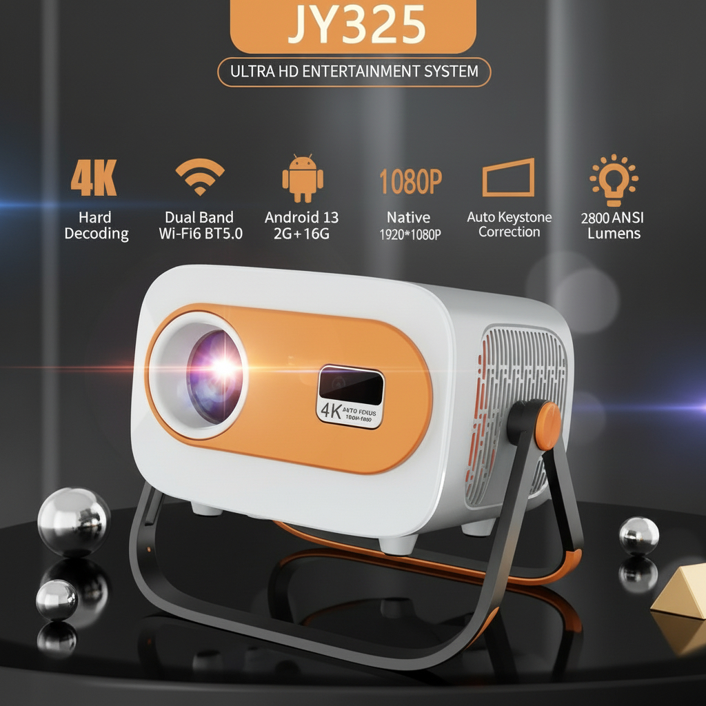 JY325 Media Smart 4K Projetor Mini Home Theater 1080P Smart 3D Vídeo Portátil  anjgg
