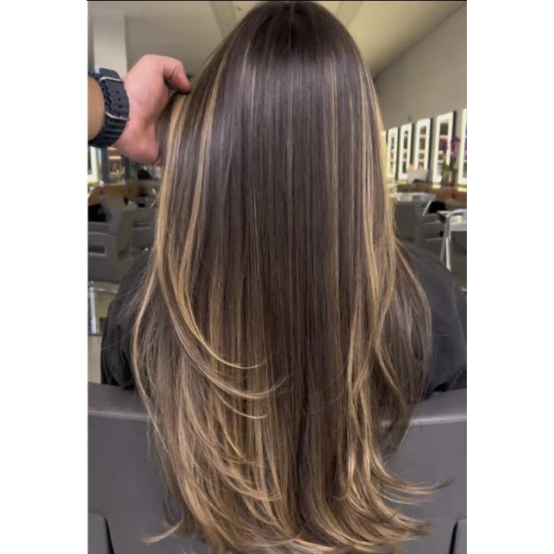 Extensão de cabelo morena iluminada cabelo bio orgânico parece cabelo humano