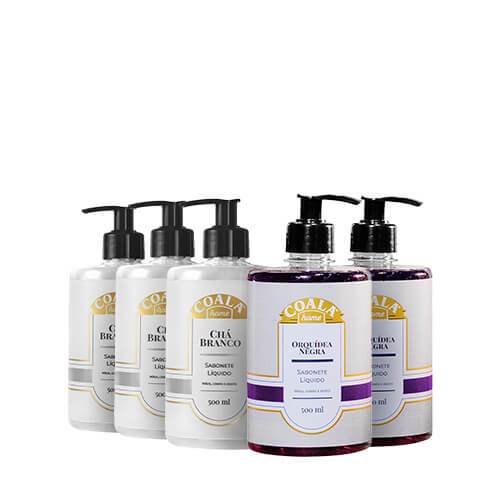 Kit 5 Unidades Sabonete Líquido Coala Home - Chá Branco + Orquídea Negra