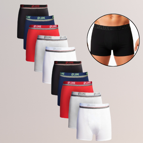 Kit C/5 Cuecas Box Microfibra Masculina Elástico Confortavel Cueca Boxer Forro 100% Algodão