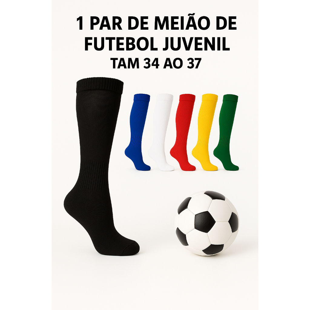Meiao de Futebol Juvenil Masculino Jogador Profissional Meia de Futebol pra Canela Tam 34 ao 37 em Oferta na Shopee