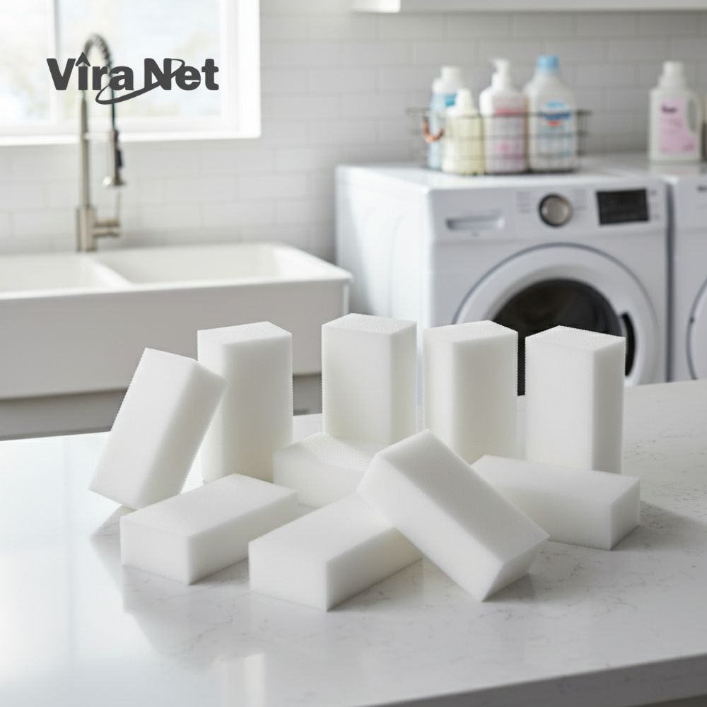 Kit 50/100 Esponjas Mágicas Branca Tira Manchas Riscos Limpeza Multiuso