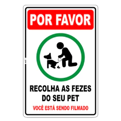 Placa Informativa Por Favor Recolha Fezes Seu Pet Camera