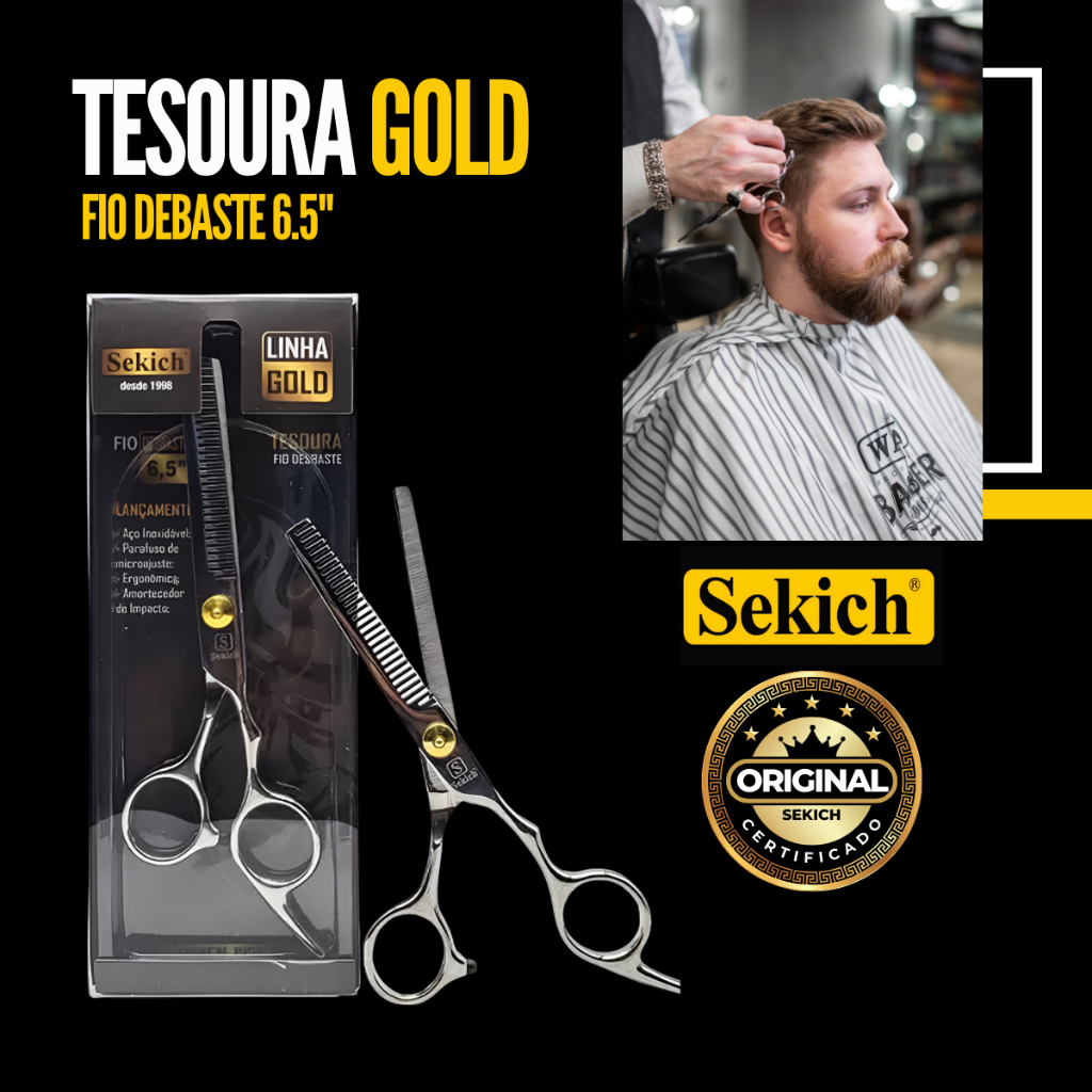 Tesoura Profissional Barbeiro DESBASTE DESFIADEIRA 6.5 Polegadas Inox Alta Qualidade