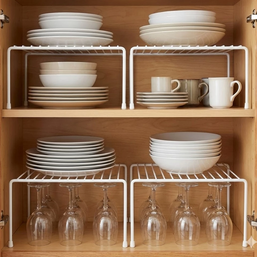 Kit Organizadores de Armario Aramado Cozinha Prateleira Pratos Copos Armário — imagem 1