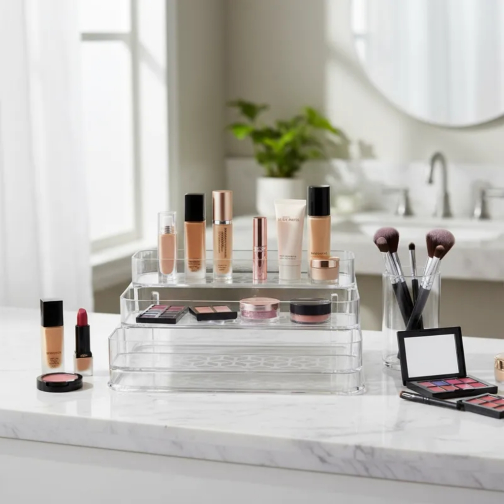 Organizador de Perfumes e Maquiagens Guarda Roupa Multiuso Multinível Acrílico UZ Transparente