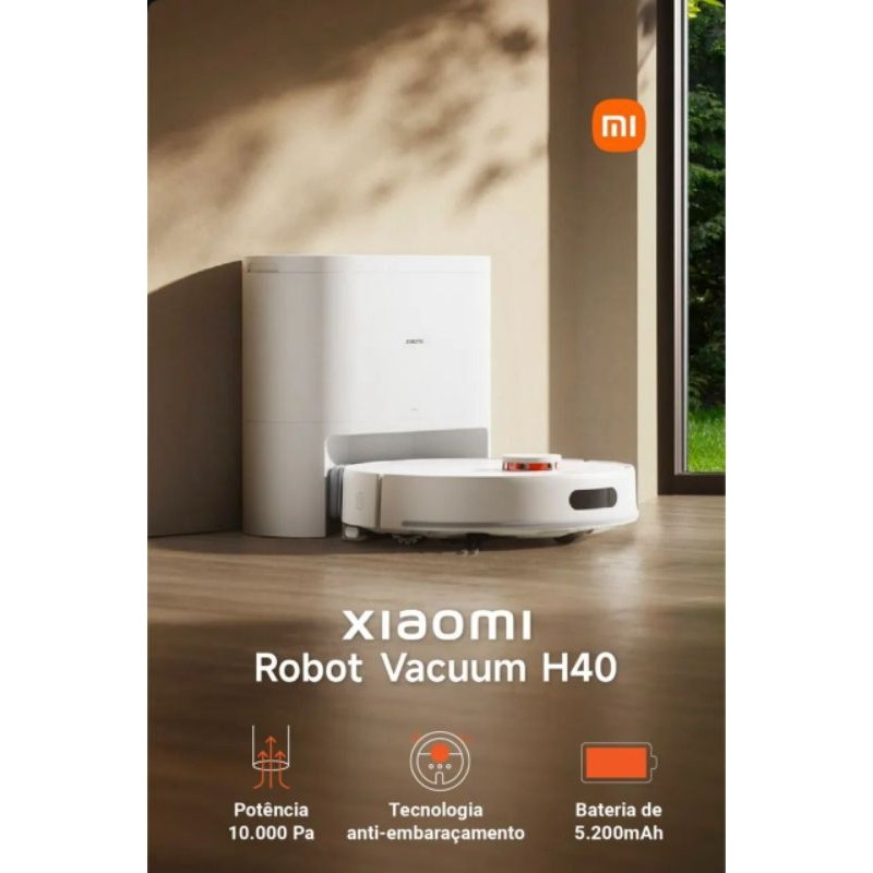 Robô Aspirador Xiaomi H40 – 10000Pa, Mapeamento a Laser, Autoesvaziamento, 2 em 