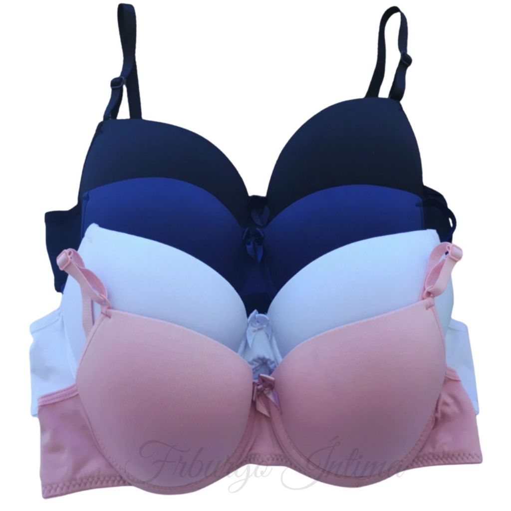 Kit com 5 Sutiã  Com Bojo Liso Soutien Básico dia a dia Sutian confortável