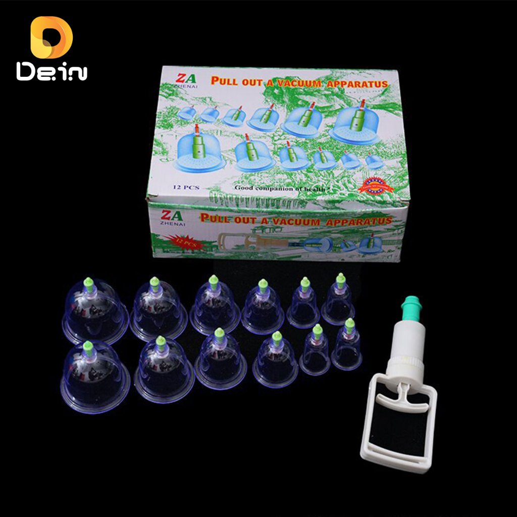 Kit de Ventosas a Vácuo 12 Peças – Sem Fogo, Seguro, Fácil de Usar, Com Bomba Manual