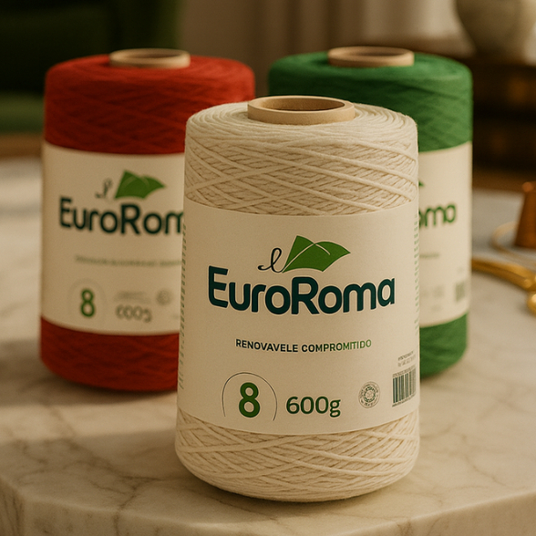 Barbante EuroRoma 600g Nº8 Ecológico para Crochê, Tricô, Artesanato - Cores em Oferta na Shopee