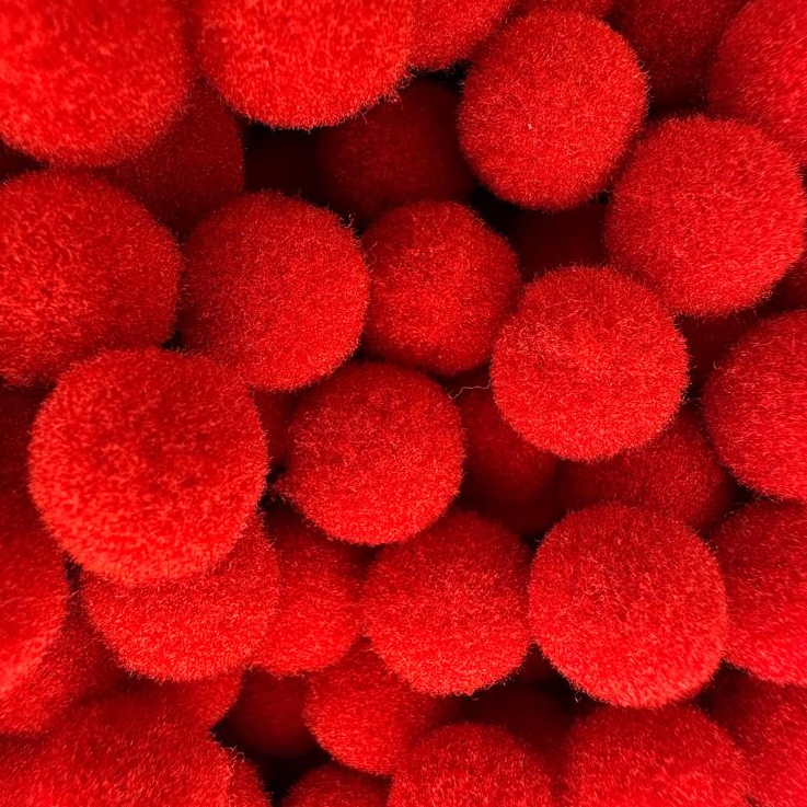 Pompons Vermelho de 10mm – Mini Bolinhas – Poliester Premium, macios e sem rebarbas – 1000 UN