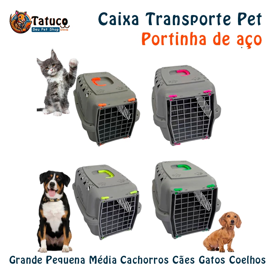 Caixa Transporte Pet Grande Pequena Média Cachorros Cães Gatos Coelhos N1 N2 N3 Portinha de Aço
