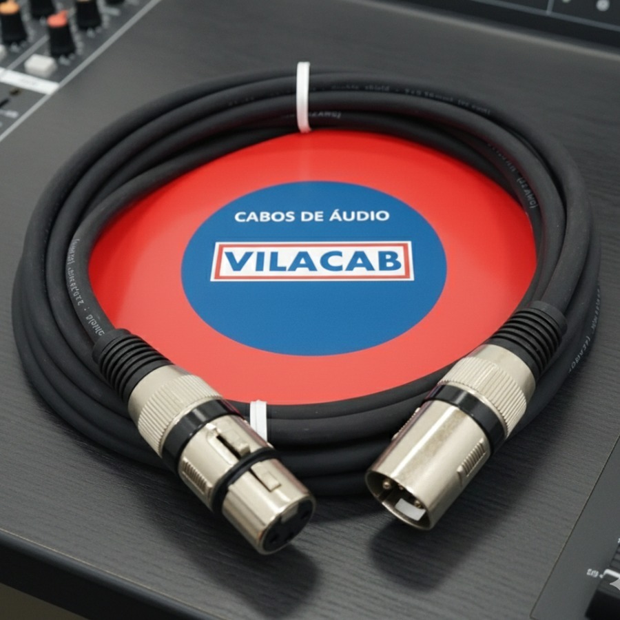 Cabo Microfone Dmx Xlr Canon Balanceado 5 Metros Phantom Power Stereo Áudio Mesa de Som Profissional