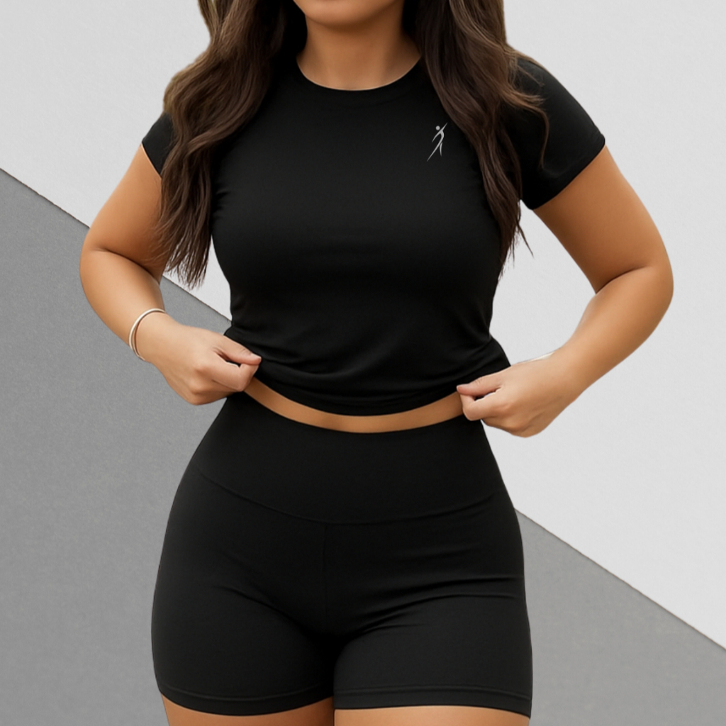 Conjunto Fitness Feminino Dry Fit – Camiseta Respirável + Short Zero Transparência Academia