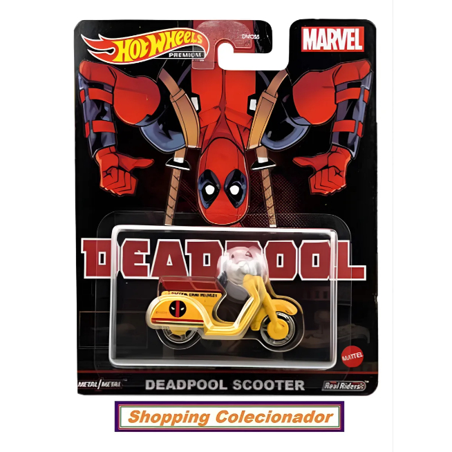 Hot Wheels - Deadpool Scooter - Deadpool - Marvel Retro Amarelo