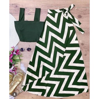 saia envelope longa transpassada zig zag com forro em Oferta na Shopee
