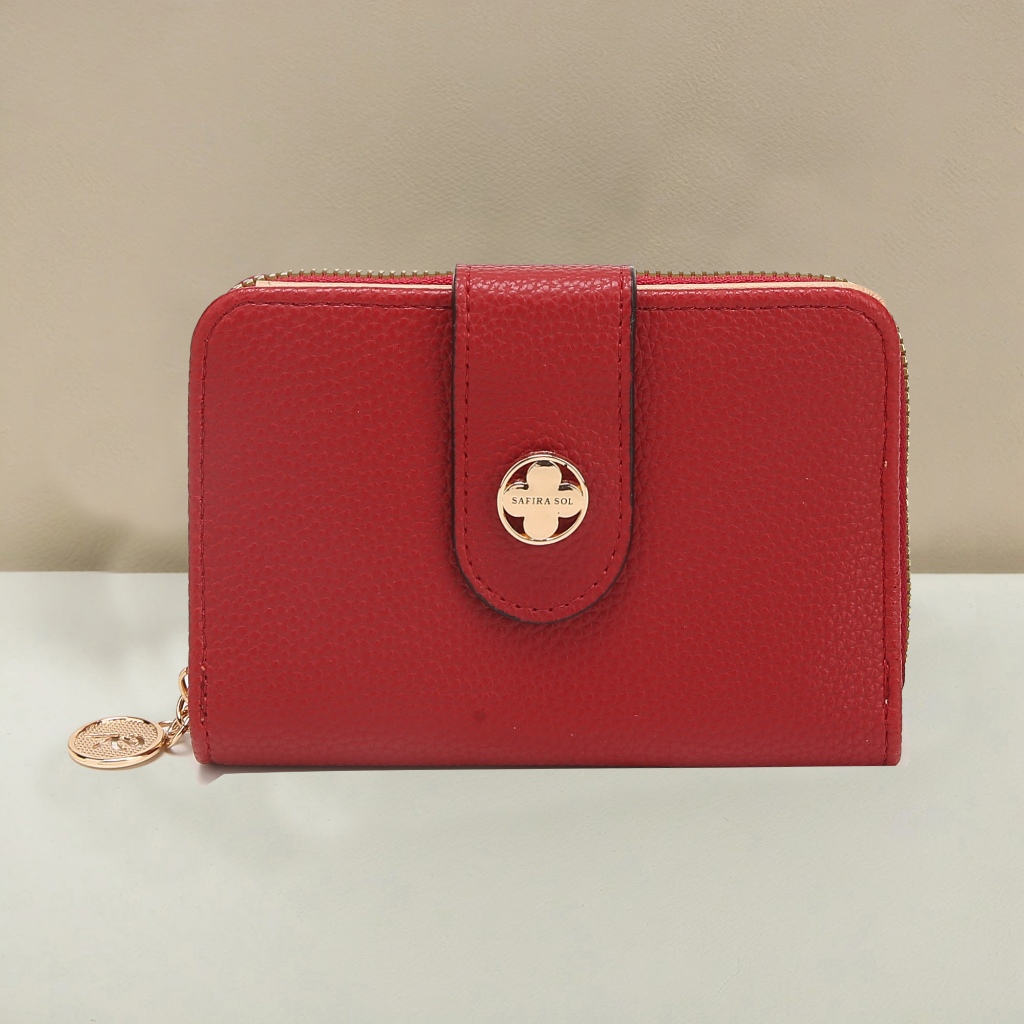 Carteira feminina media com pompom porta cartões documentos e moedas presente LX588
