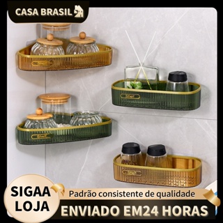 Suporte de acrílico para shampoo de banheiro (com furos), com ganchos em Oferta na Shopee