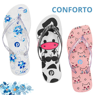 Kit Chinelo Feminino Estampado Confortável