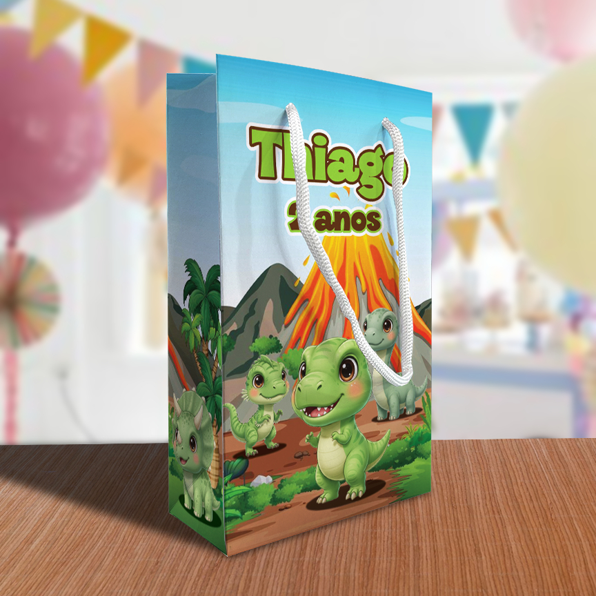 Sacolinha Dinossauro Cute Personalizada Festa Lembrancinha Kit Festa Sacola